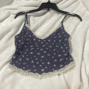 crop top blueish white straps shirt